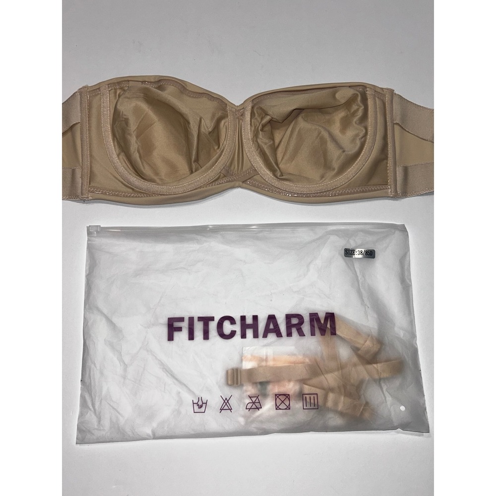 Fitcharm‎ Strapless Bra Convertible Beige 38/85C Women's Underwire Back Closure